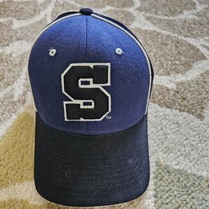 Zephyr Blue and White Hat with Curved Brim